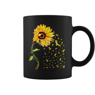 In September Wear Gold Childhood Cancer Awareness Sunflower Coffee Mug | Mazezy