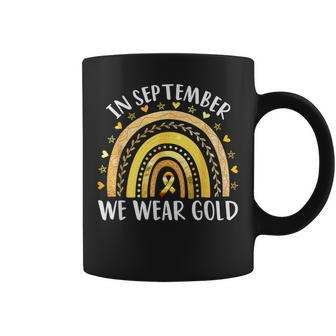 In September We Wear Gold Yellow Ribbon Rainbow Coffee Mug - Monsterry