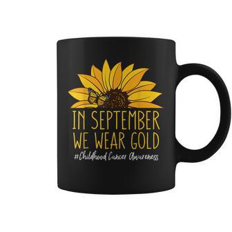 In September We Wear Sunflower Childhood Cancer Awareness Coffee Mug | Mazezy