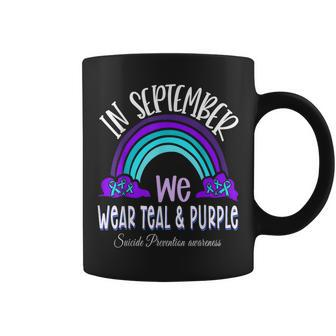 In September We Wear Teal Purple Ribbon Suicide Prevention Coffee Mug | Mazezy