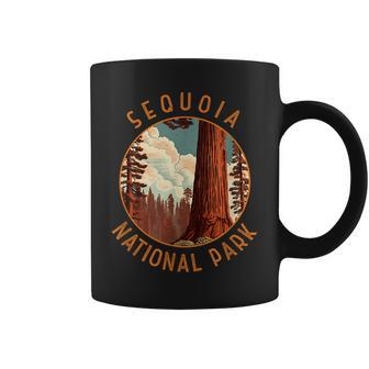 Sequoia National Park Illustration Distressed Circle Coffee Mug - Seseable