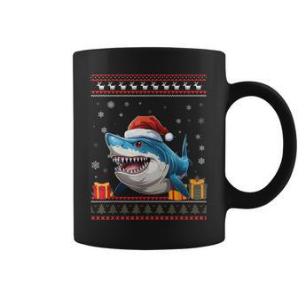 Shark Christmas Santa Hat Ugly Christmas Sweater Coffee Mug | Mazezy