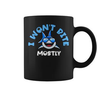Shark Women - Funny I Wont Bite Mostly Gifts For Shark Lovers Funny Gifts Coffee Mug | Mazezy