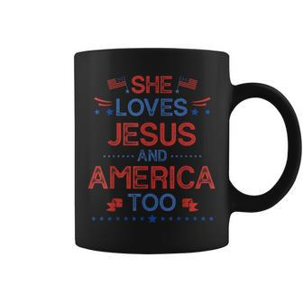 She Loves Jesus And America Too 4Th Of July Christian Lover Coffee Mug | Mazezy