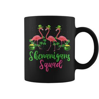 Shenanigan Squad Three St Patricks Day Flamingo Shamrocks Coffee Mug | Mazezy