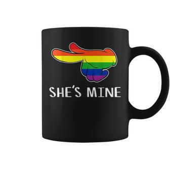 Shes Mine Gay Couple Pride Flag Rainbow Lgbtq Cool Lgbt Gift Coffee Mug | Mazezy CA