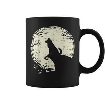 Shiba Inu Dog Howling Full Moon Vintage Halloween Pet Gift Moon Funny Gifts Coffee Mug | Mazezy