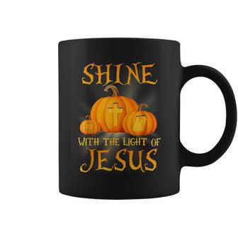 Shine With The Light Of Jesus Halloween Pumpkin Coffee Mug - Thegiftio UK