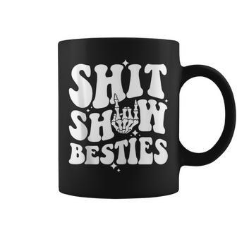 Shit Show Bestie Groovy Funny Hand Skeleton Coffee Mug | Mazezy