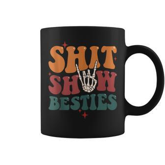 Shit Show Bestie Hand Retro Skeleton Adult Humor Coffee Mug | Mazezy