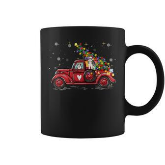 Siberian Husky Dog Love Red Pickup Truck Christmas Coffee Mug | Mazezy