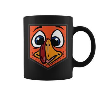 Silly Turkey Face Pocket Thanksgiving Day Fall Autumn Coffee Mug - Monsterry