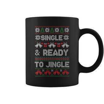 Single And Ready To Jingle Ugly Christmas Sweater Coffee Mug - Monsterry DE