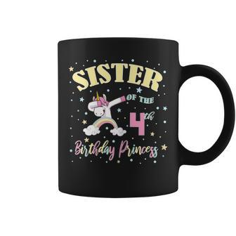Sister Of The 4Th Birthday Princess 4 Years Old Unicorn Sis Coffee Mug | Mazezy