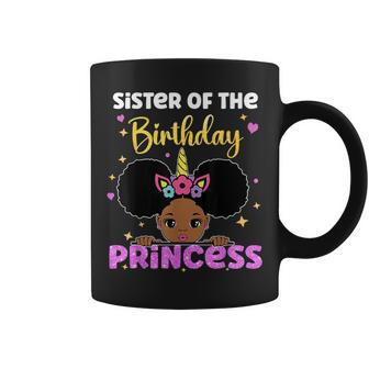 Sister Of The Birthday Princess Melanin Afro Unicorn Cute Coffee Mug | Mazezy