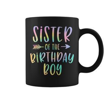 Sister Of The Birthday Boy Tie Dye Colorful Bday Coffee Mug - Thegiftio UK