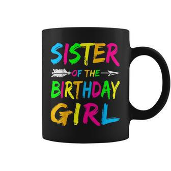 Sister Of The Birthday Girl Glows Retro 80S Party Coffee Mug - Seseable