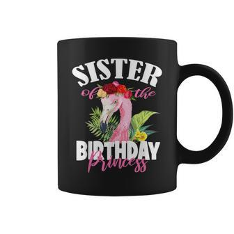 Sister Of The Birthday Princess Floral Flamingo Girls Party Coffee Mug | Mazezy