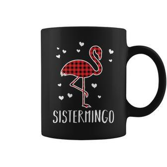 Sistermingo Buffalo Plaid Flamingo Matching Christmas Gift Coffee Mug | Mazezy