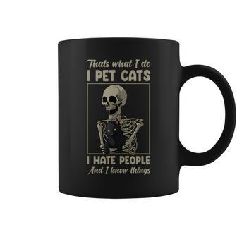 Skeleton Cat Kitten Lover Grumpy Skull Kitty Pet Owner Coffee Mug - Seseable