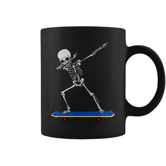 Skeleton Dab On Skateboard Gift Idea For Skater & Sporty Coffee Mug | Mazezy