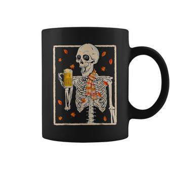 Skeleton Drinking Beer Retro Halloween Costume Beer Drink Coffee Mug | Mazezy