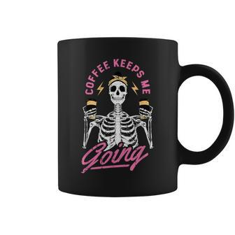 Skeleton Drinking Coffee Halloween Costume Skull Coffee Mug - Monsterry UK