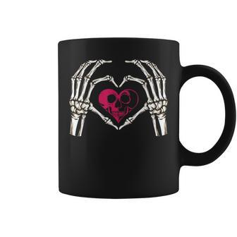 Skeleton Hand Heart Halloween Bones Love Coffee Mug - Seseable