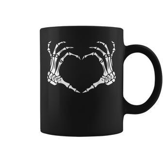 Skeleton Hands Heart Sign Retro Halloween Girls Coffee Mug - Monsterry DE