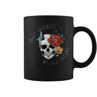 Skeleton Hello Darkness My Old Friend Floral Skull Halloween Coffee Mug | Mazezy DE