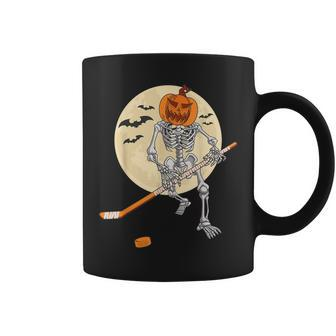 Skeleton Ice Hockey Halloween Cool Pumpkin Boys Coffee Mug - Thegiftio UK
