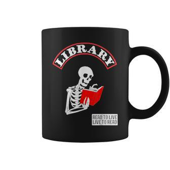 Skeleton Library Read To Live Liveto Read Funny Book Lover Coffee Mug | Mazezy CA
