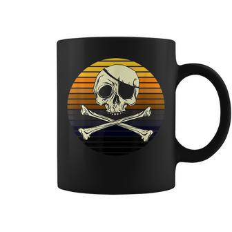 Skeleton Pirate Jolly Rogers Retro Sunset Halloween Costume Coffee Mug | Mazezy