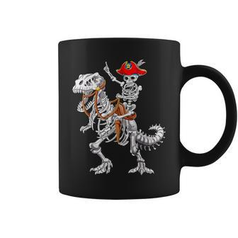 Skeleton Pirate Riding Skeleton Dinosaur Halloween Spooky Coffee Mug | Mazezy
