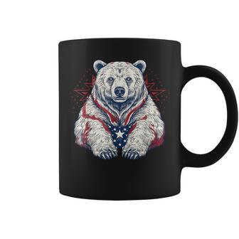 Sketchy White Grizzly Patriotic Bear 4Th Of July Stars Patriotic Funny Gifts Coffee Mug | Mazezy