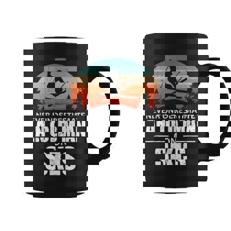 Skier Never Underestimate An Old Man On Skis Gift For Mens Old Man Funny Gifts Coffee Mug | Mazezy
