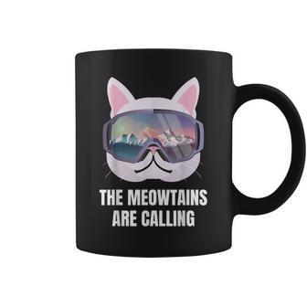 Skiing Cat Lover The Meow-Tains Are Calling Skier Coffee Mug | Mazezy