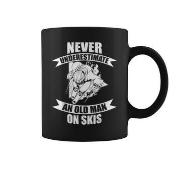 Skiing Funny Skier Never Underestimate An Old Man On Skis Gift For Mens Coffee Mug - Seseable