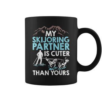 Skiing Lover Skier Skijoring Dog Skiing Expert Skijoring Coffee Mug | Mazezy