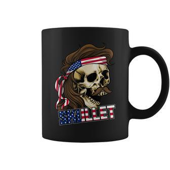 Skull With A Mullet & Mustache - Funny Redneck Mullet Pride Coffee Mug | Mazezy