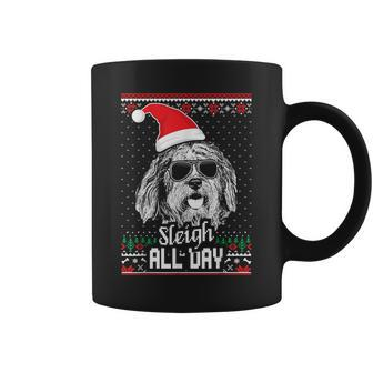 Sleigh All Day Bergamasco Shepherd Christmas Coffee Mug | Mazezy