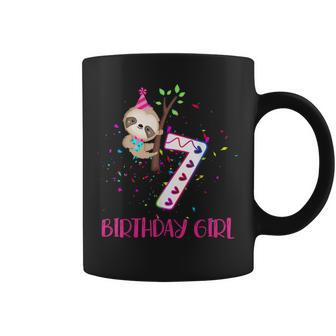 Sloth Lovers Birthday Girl Party Theme Matching Age 7 Coffee Mug - Thegiftio UK