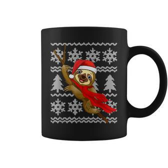 Sloth Santa Hat Scarf Ugly Christmas Sweater Holiday Coffee Mug - Monsterry DE