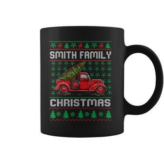 Smith Family Ugly Christmas Sweater Red Truck Xmas Coffee Mug | Mazezy