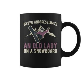 Snowboard Never Underestimate An Old Lady Coffee Mug - Thegiftio UK
