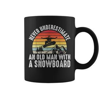 Snowboarding Never Underestimate An Old Man With A Snowboard Old Man Funny Gifts Coffee Mug | Mazezy
