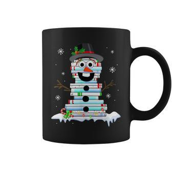 Snowman Book Stack Librarian Book Lover Christmas Snowman Funny Gifts Coffee Mug | Mazezy