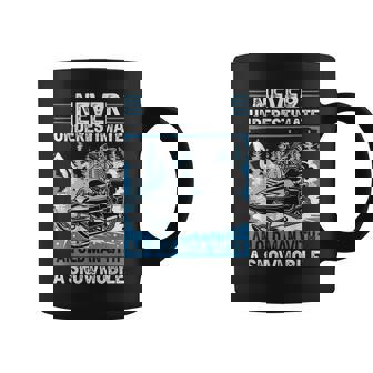 Snowmobile Never Underestimate Old Man Snowmobiling Funny Coffee Mug | Seseable UK