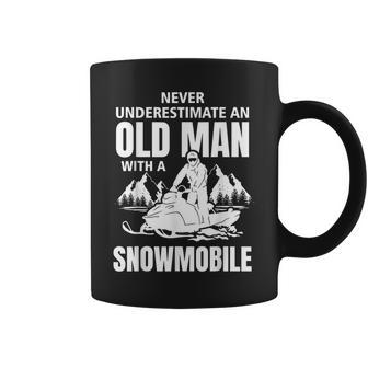 Snowmobile Never Underestimate With An Oldman Winter Sports Coffee Mug - Seseable