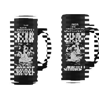 Snowmobile Never Underestimate With An Oldman Winter Sports Coffee Mug | Seseable UK